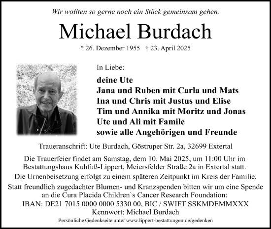 Anzeige  Michael Burdach  Lippische Landes-Zeitung
