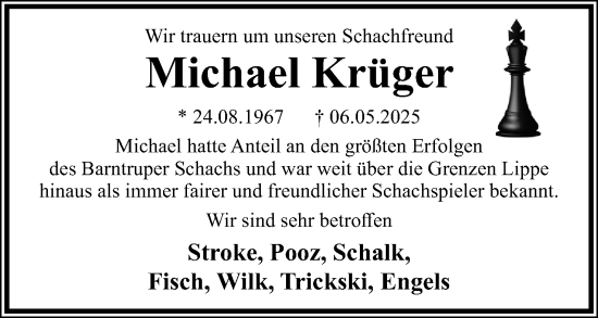Anzeige  Michael Krüger  Lippische Landes-Zeitung