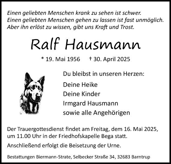 Anzeige  Ralf Hausmann  Lippische Landes-Zeitung