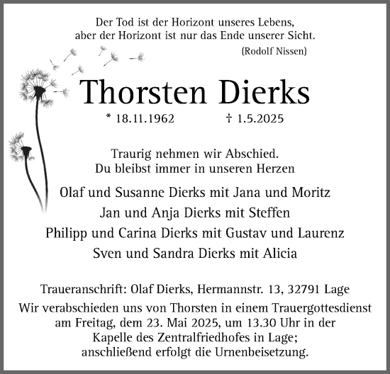 Anzeige  Thorsten Dierks  Lippische Landes-Zeitung