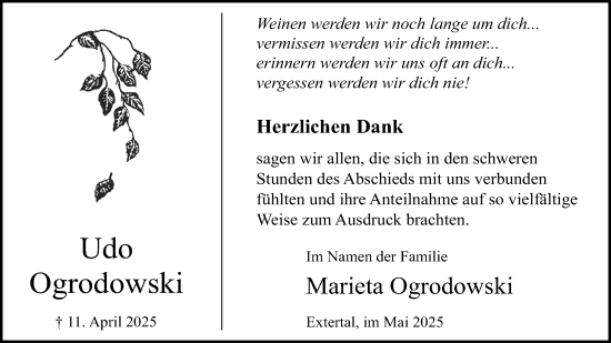 Anzeige  Udo Ogrodowski  Lippische Landes-Zeitung