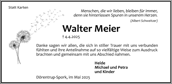 Anzeige  Walter Meier  Lippische Landes-Zeitung
