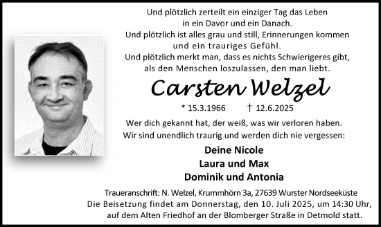 Anzeige  Carsten Welzel  Lippische Landes-Zeitung