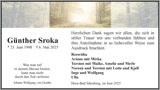 Anzeige  Günther Sroka  Lippische Landes-Zeitung