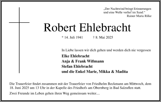Anzeige  Robert Ehlebracht  Lippische Landes-Zeitung