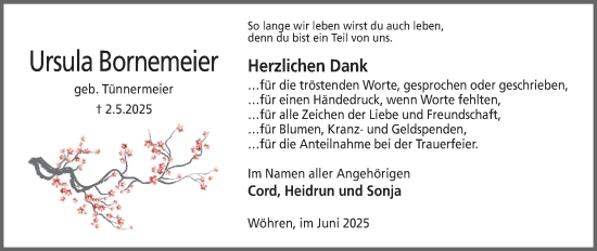 Anzeige  Ursula Bornemeier  Lippische Landes-Zeitung