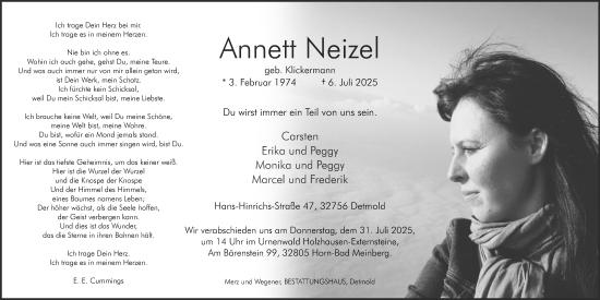 Anzeige  Annet Neizel  Lippische Landes-Zeitung