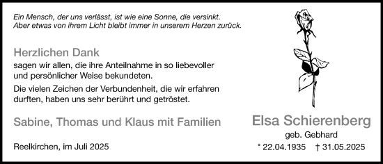 Anzeige  Elsa Schierenberg  Lippische Landes-Zeitung