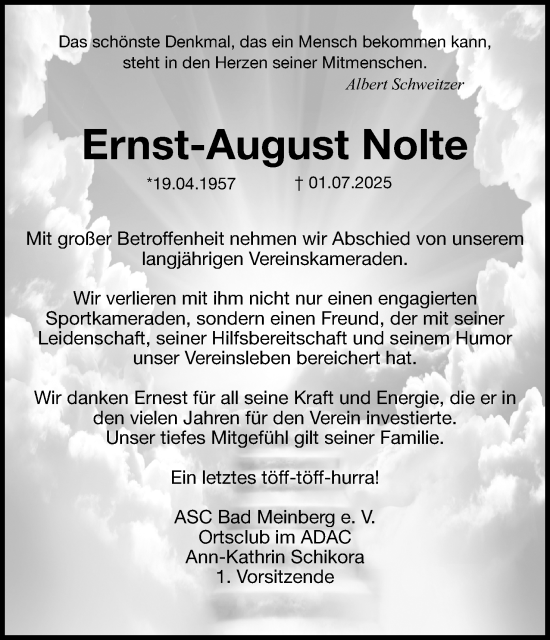 Anzeige  Ernst-August Nolte  Lippische Landes-Zeitung