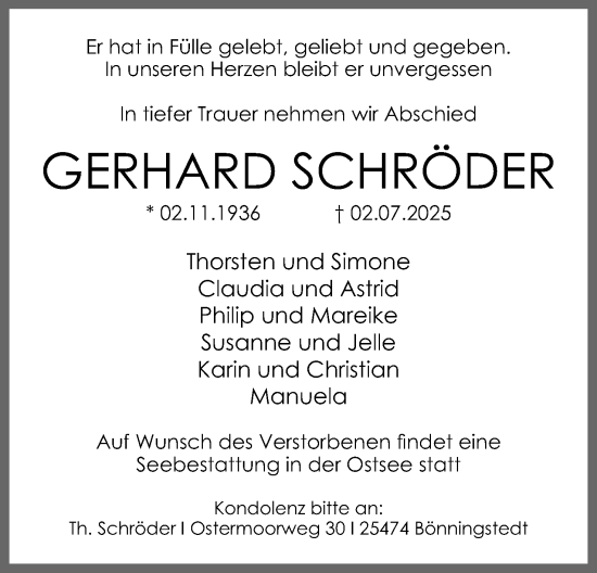 Anzeige  Gerhard Schröder  Lippische Landes-Zeitung
