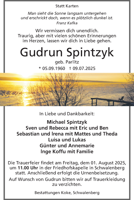 Anzeige  Gudrun Spintzyk  Lippische Landes-Zeitung
