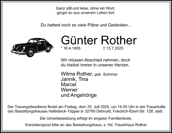 Anzeige  Günter Rother  Lippische Landes-Zeitung