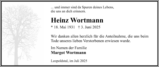 Anzeige  Heinz Wortmann  Lippische Landes-Zeitung
