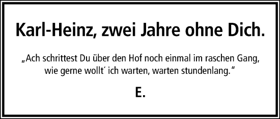 Anzeige  Karl-Heinz   Lippische Landes-Zeitung