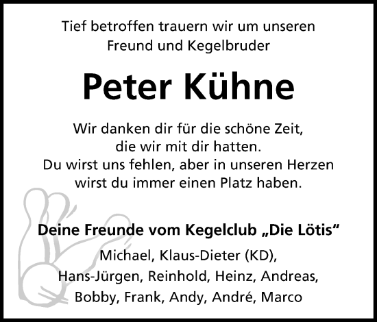 Anzeige  Peter Kühne  Lippische Landes-Zeitung
