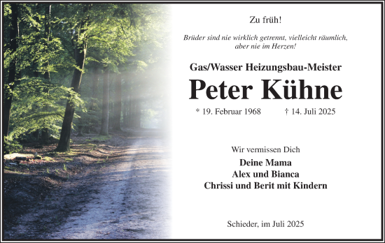 Anzeige  Peter Kühne  Lippische Landes-Zeitung