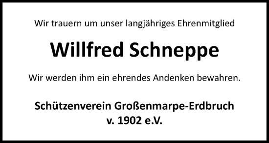 Anzeige  Willfred Schneppe  Lippische Landes-Zeitung