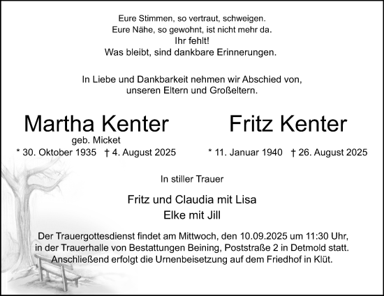 Anzeige  Fritz Kenter  Lippische Landes-Zeitung