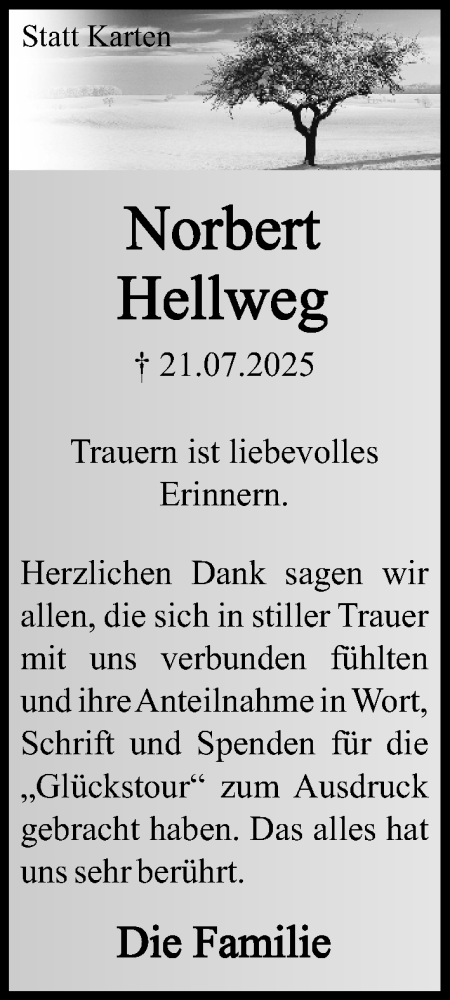 Anzeige  Norbert Hellweg  Lippische Landes-Zeitung