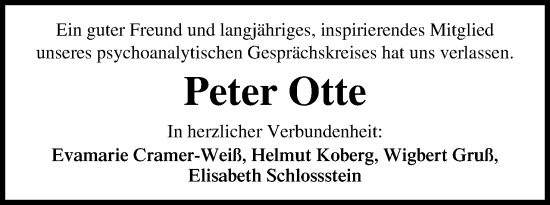 Anzeige  Peter Otte  Lippische Landes-Zeitung