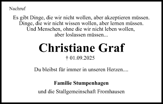 Anzeige  Christiane Graf  Lippische Landes-Zeitung