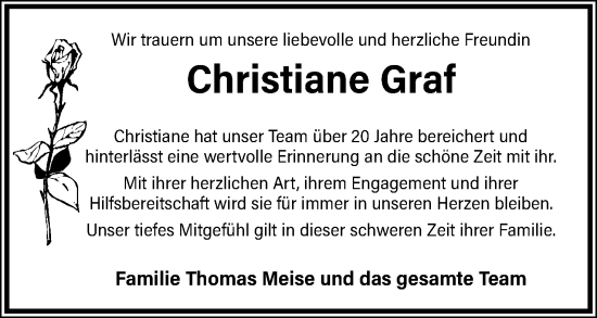 Anzeige  Christiane Graf  Lippische Landes-Zeitung