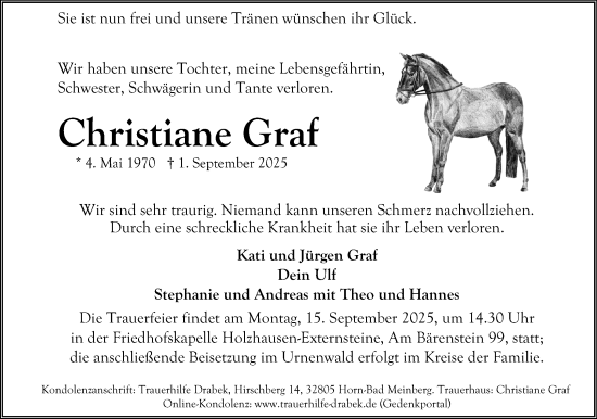 Anzeige  Christiane Graf  Lippische Landes-Zeitung
