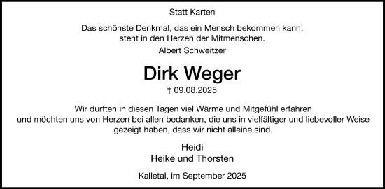 Anzeige  Dirk Weger  Lippische Landes-Zeitung