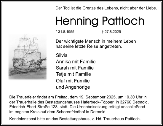 Anzeige  Henning Pattloch  Lippische Landes-Zeitung