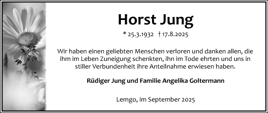 Anzeige  Horst Jung  Lippische Landes-Zeitung