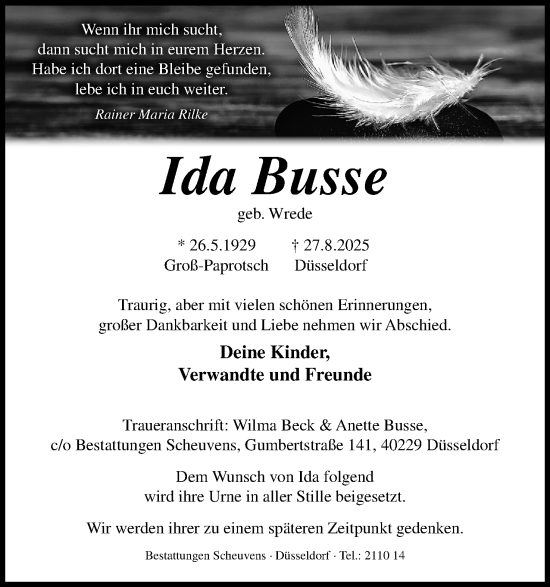 Anzeige  Ida Busse  Lippische Landes-Zeitung