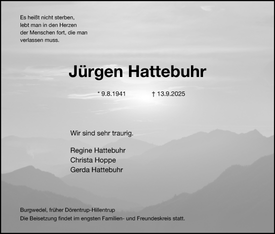 Anzeige  Jürgen Hattebuhr  Lippische Landes-Zeitung