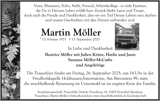 Anzeige  Martin Möller  Lippische Landes-Zeitung