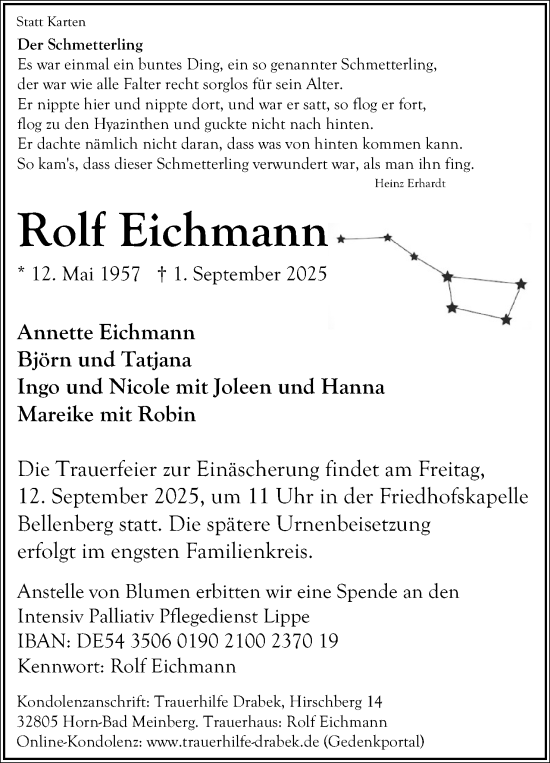 Anzeige  Rolf Eichmann  Lippische Landes-Zeitung