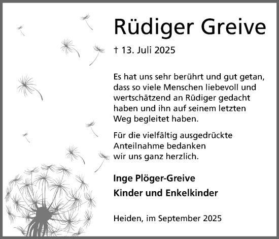 Anzeige  Rüdiger Greive  Lippische Landes-Zeitung
