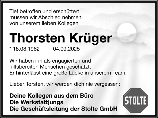 Anzeige  Thorsten Krüger  Lippische Landes-Zeitung
