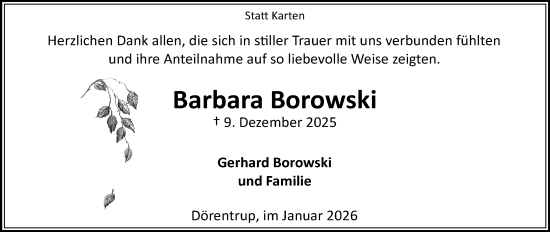 Anzeige  Barbara Borowski  Lippische Landes-Zeitung