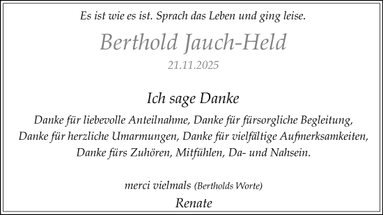 Anzeige  Berthold Jauch-Held  Lippische Landes-Zeitung