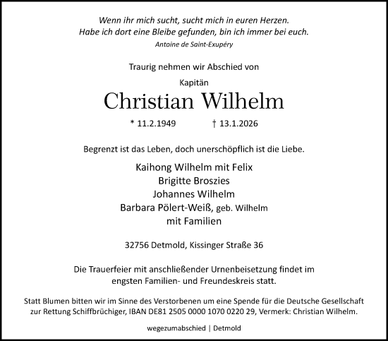 Anzeige  Christian Wilhelm  Lippische Landes-Zeitung