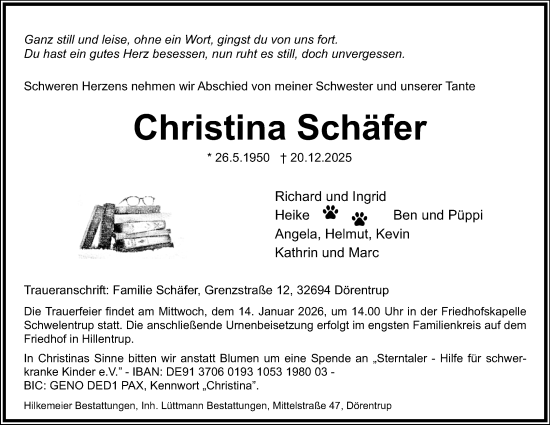 Anzeige  Christina Schäfer  Lippische Landes-Zeitung
