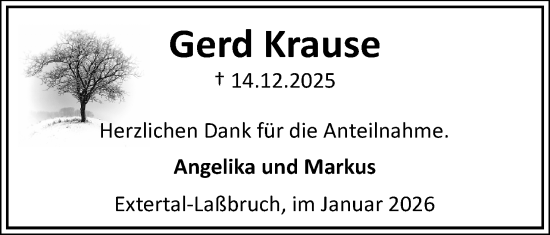 Anzeige  Gerd Krause  Lippische Landes-Zeitung
