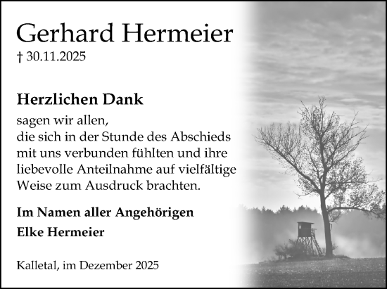 Anzeige  Gerhard Hermeier  Lippische Landes-Zeitung
