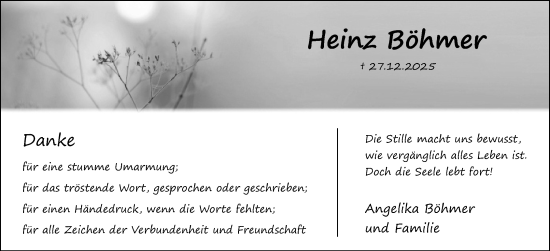 Anzeige  Heinz Böhmer  Lippische Landes-Zeitung