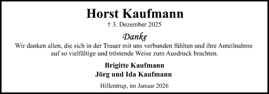 Anzeige  Horst Kaufmann  Lippische Landes-Zeitung