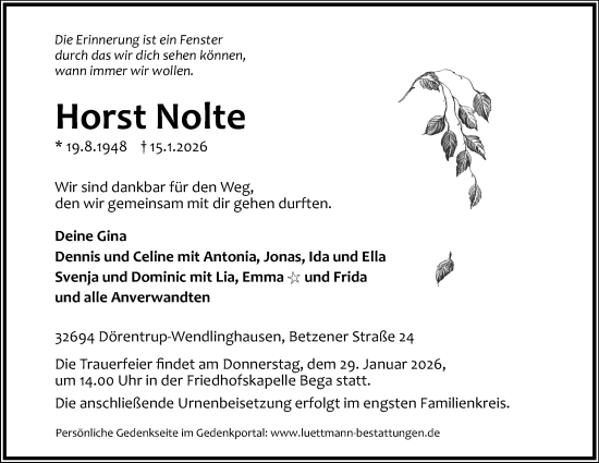 Anzeige  Horst Nolte  Lippische Landes-Zeitung