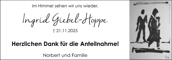 Anzeige  Ingrid Giebel-Hoppe  Lippische Landes-Zeitung