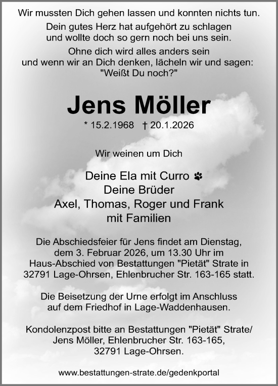 Anzeige  Jens Möller  Lippische Landes-Zeitung