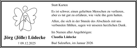Anzeige  Jörg Lüdecke  Lippische Landes-Zeitung