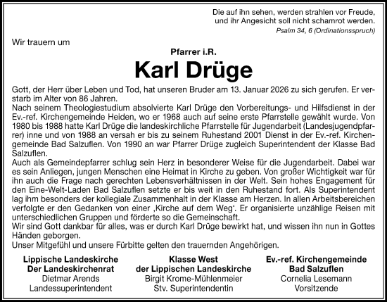 Anzeige  Karl Drüge  Lippische Landes-Zeitung