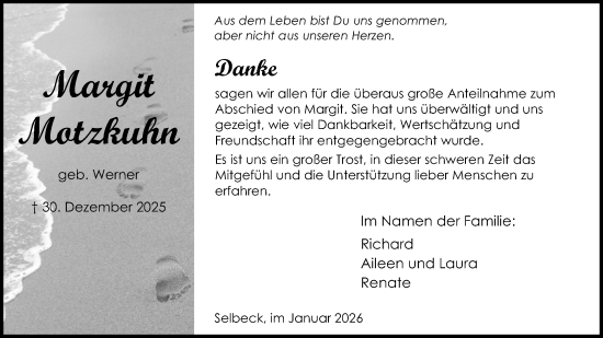 Anzeige  Margit Motzkuhn  Lippische Landes-Zeitung